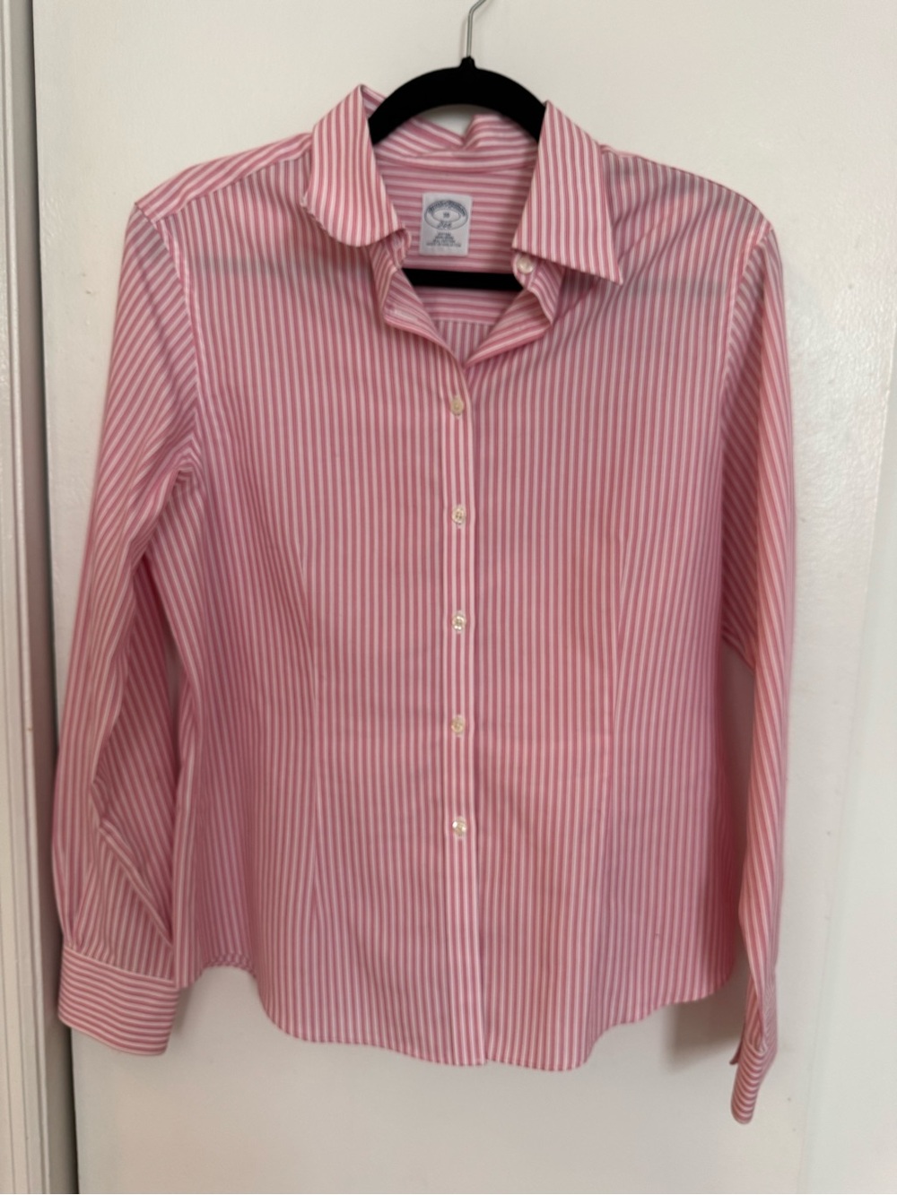 Brooks Brothers Pink and White Striped Button-Up Shirt